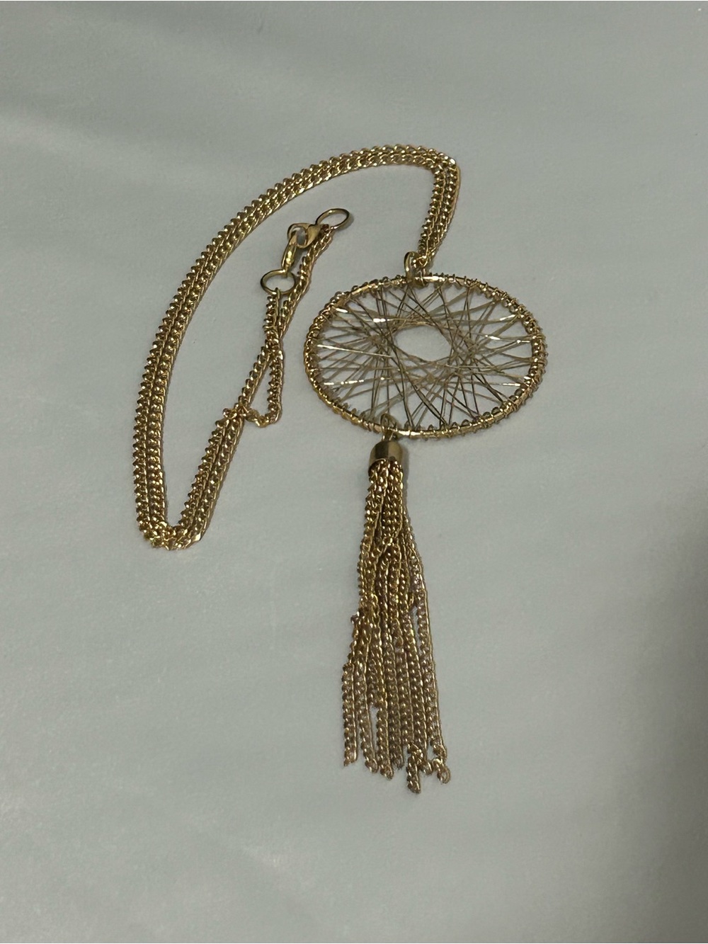 Gold-Tone Dreamcatcher Pendant Necklace Y2K Jewelry